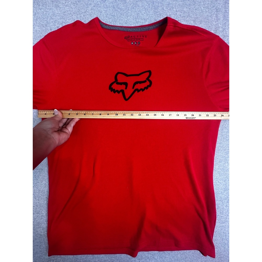 Fox Racing Active Tech Thermal‎ Shirt Mens XL Red Long Sleeve Waffle Knit Logo - Picture 7 of 10